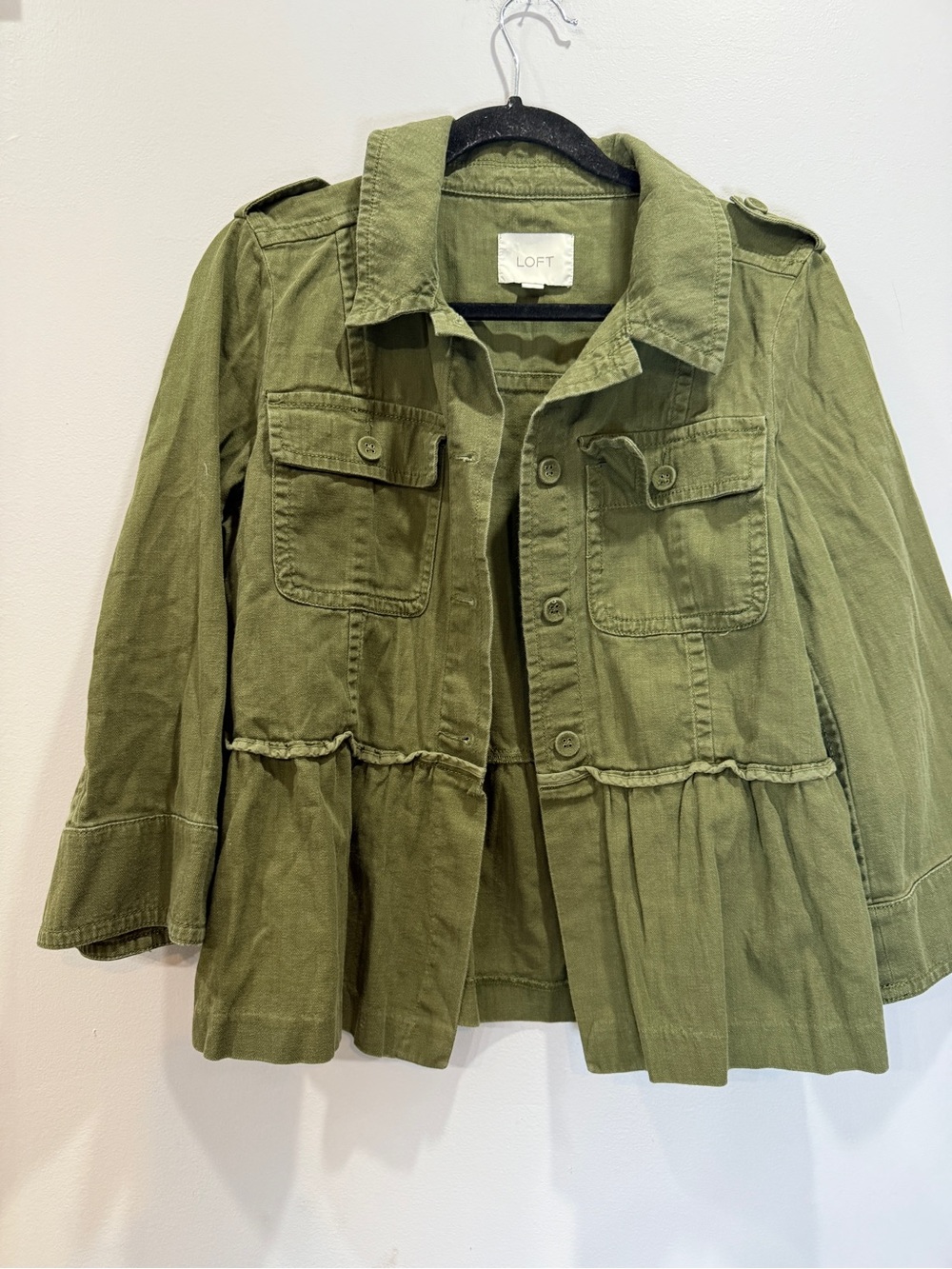 LOFT Olive Utility Peplum Jacket